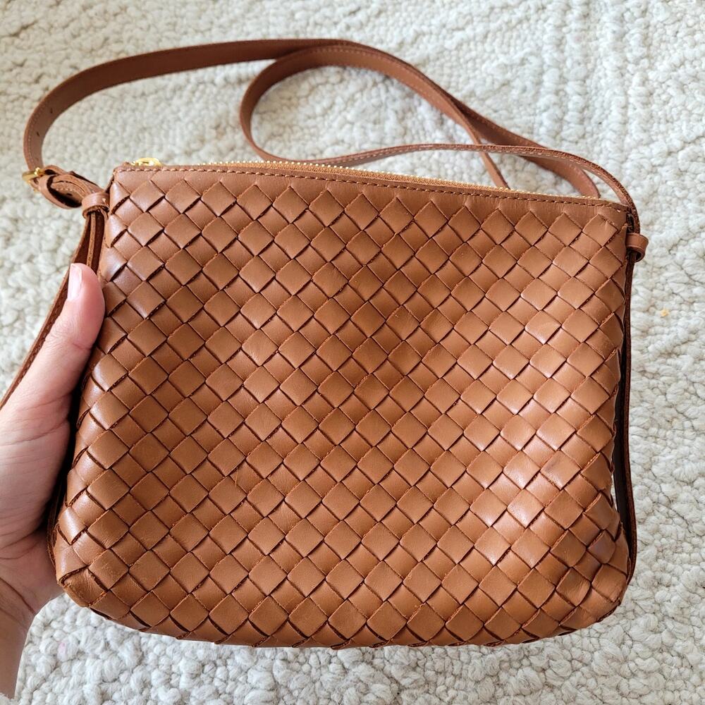 Madewell Hand Woven Leather Crossbody bag Brown Small Mini - Picture 2 of 7